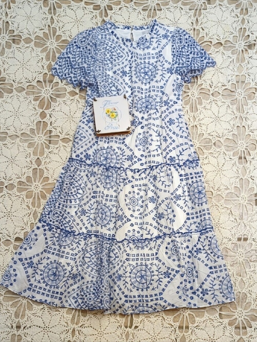 NWT Baltic Børn Embroidered Mediterranean Summer Vibes Lacey Maxi Dress
